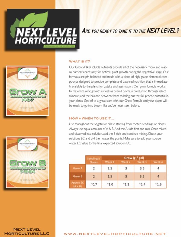 Next Level Soluble Grow A & B